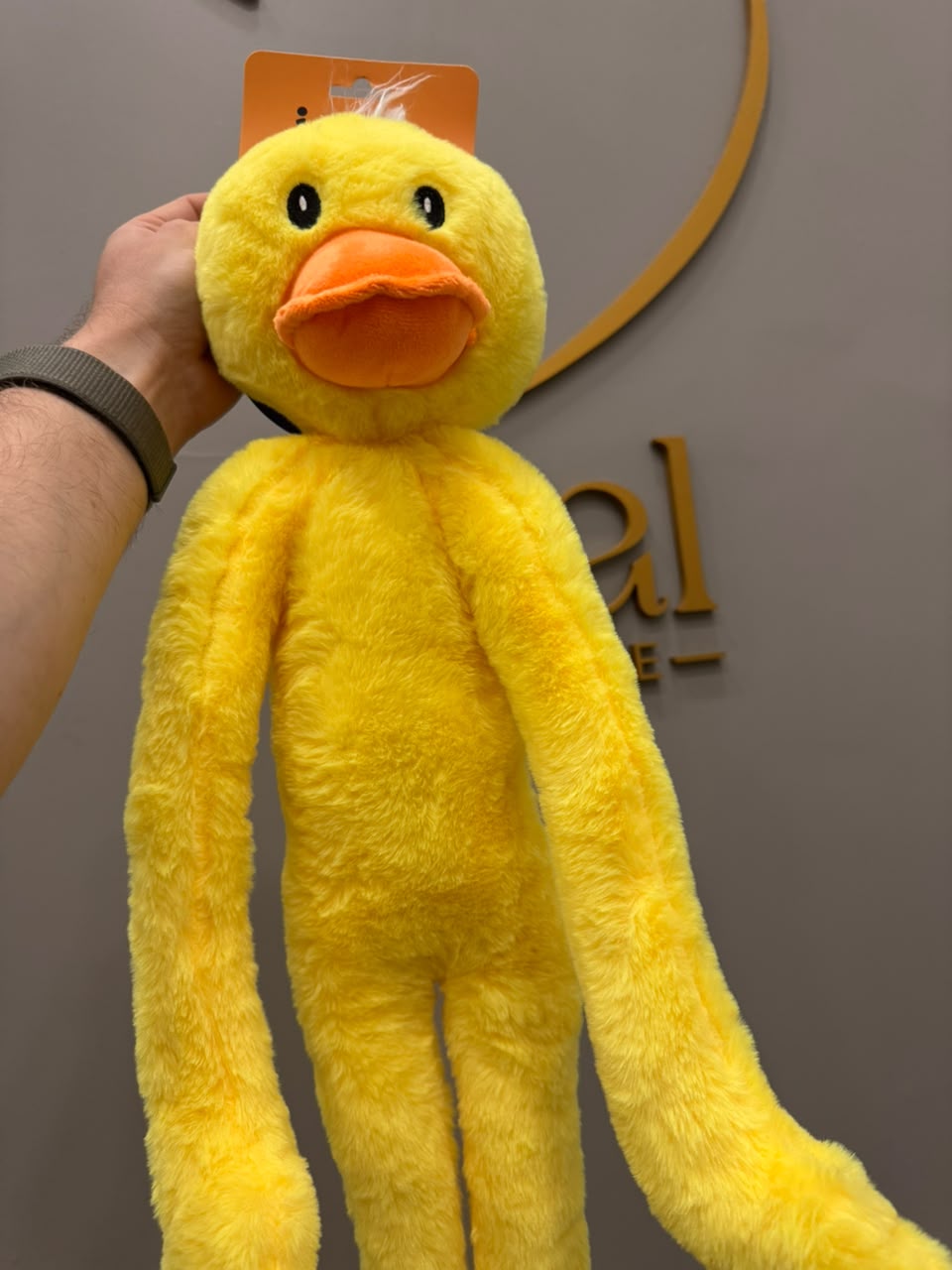 Pelúcia amarela em formato de pato
